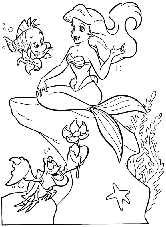  coloring page little mermaid talk to the fish coloring page little title=