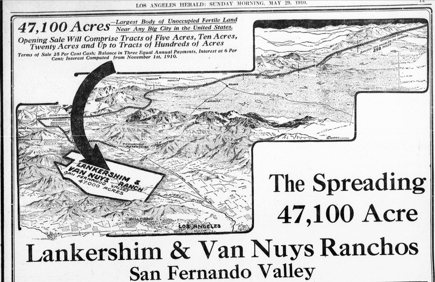 Buying land in the San Fernando Valley of Los Angeles in 1910 History