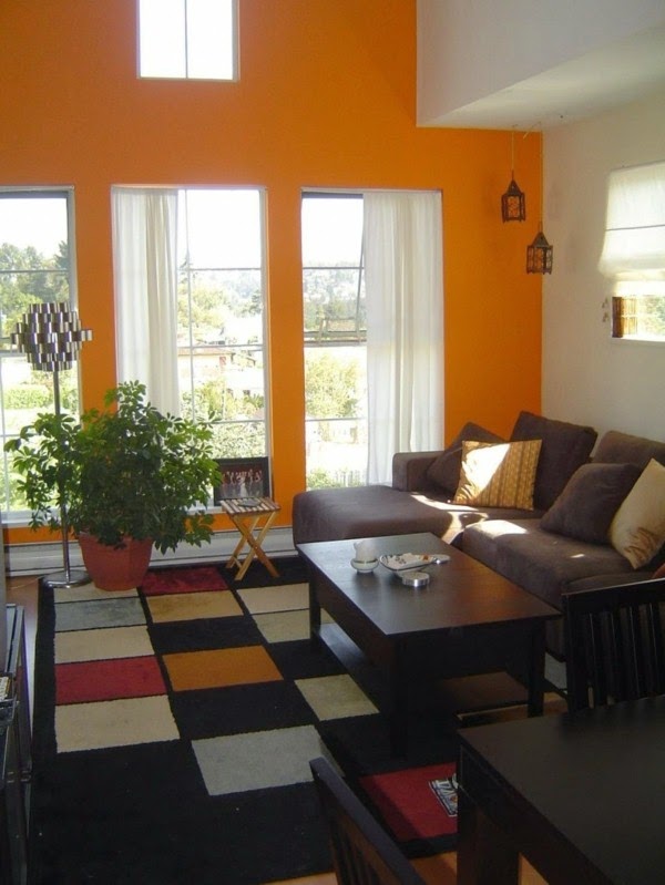 Modern orange color in the living room?