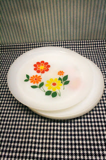 Lot De 6 Assiettes Plates Vintage Arcopal France, Diamètre 19,5 Cm, Décor Floral