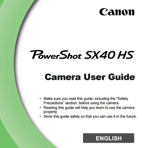 Canon Powershot SX40 HS PDF User Guide / Manual Downloads