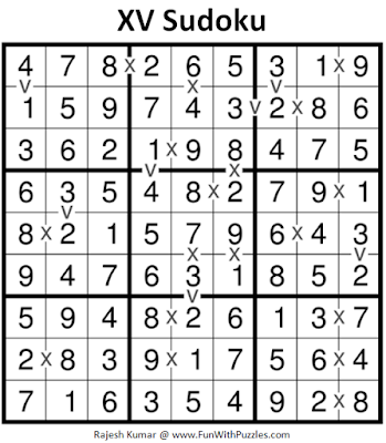 XV Sudoku (Fun With Sudoku #181) Answer