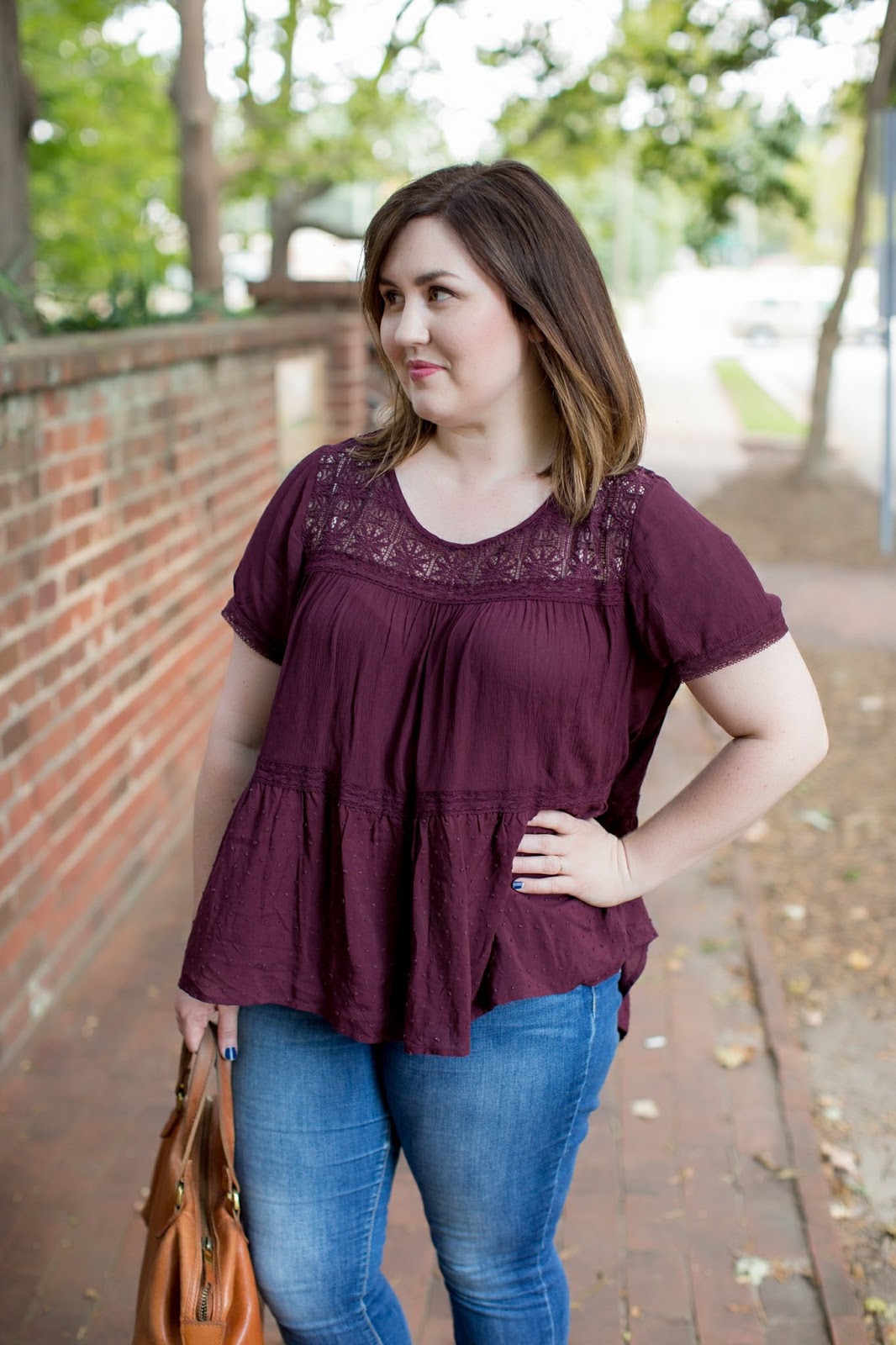 Maroon Top and Jeans - Rebecca Lately