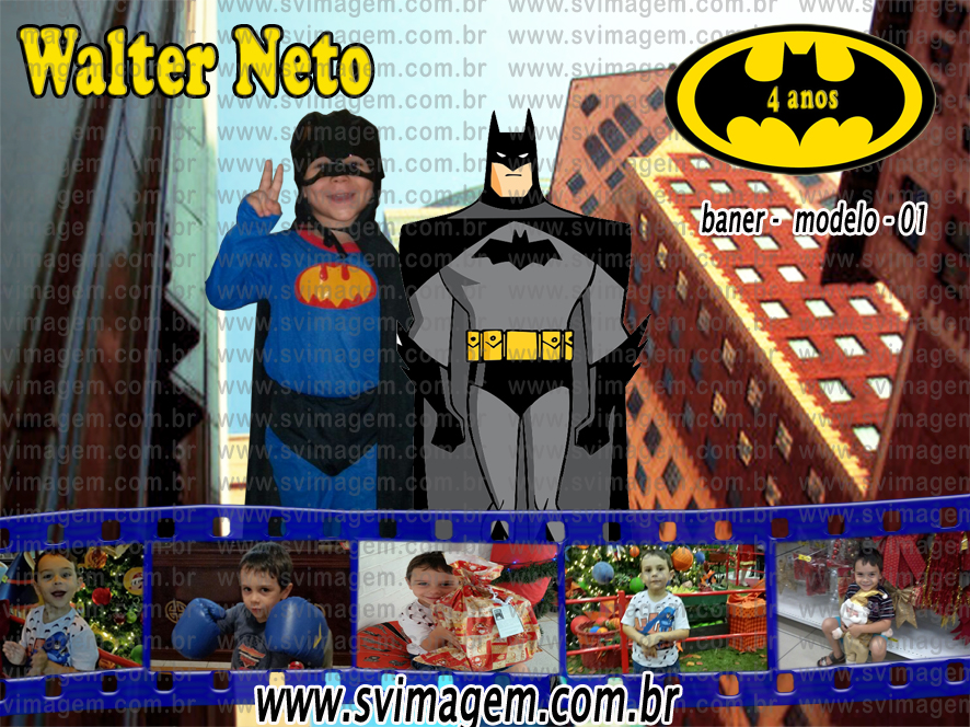 Banner com Mini Fotos Personalizado no Tema Batman