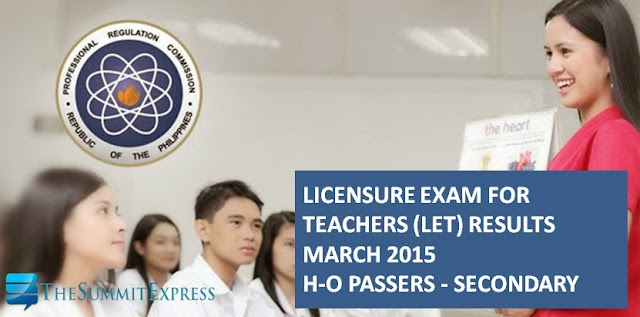 LET Results March 2015 Secondary Alphabetical List H-O Passers