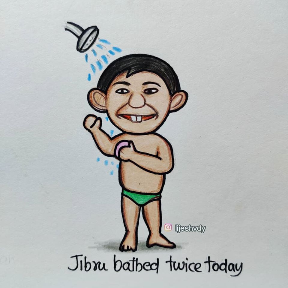 Jibru Cartoon Character, Stay home stay safe
