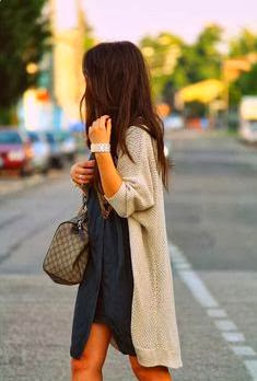 Over sized Cardigan With Plain Black Dress