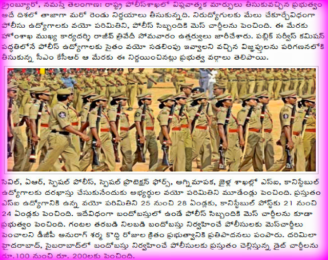 Age Limit for Telangana Police recruitment : TSPOLICE
