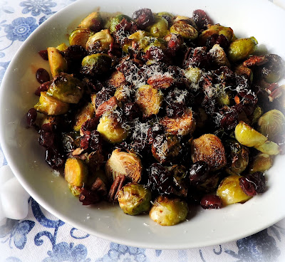 Roasted Sprouts with Cranberries & Pecans