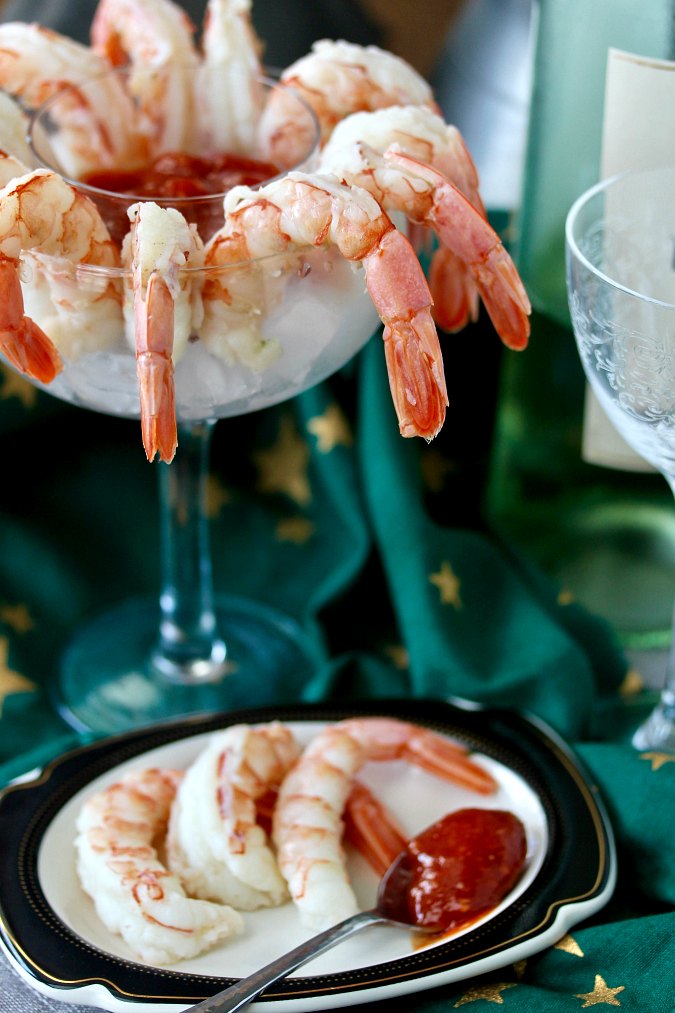 Herb Poached Shrimp with Cocktail Sauce #shrimp #shrimpcocktail