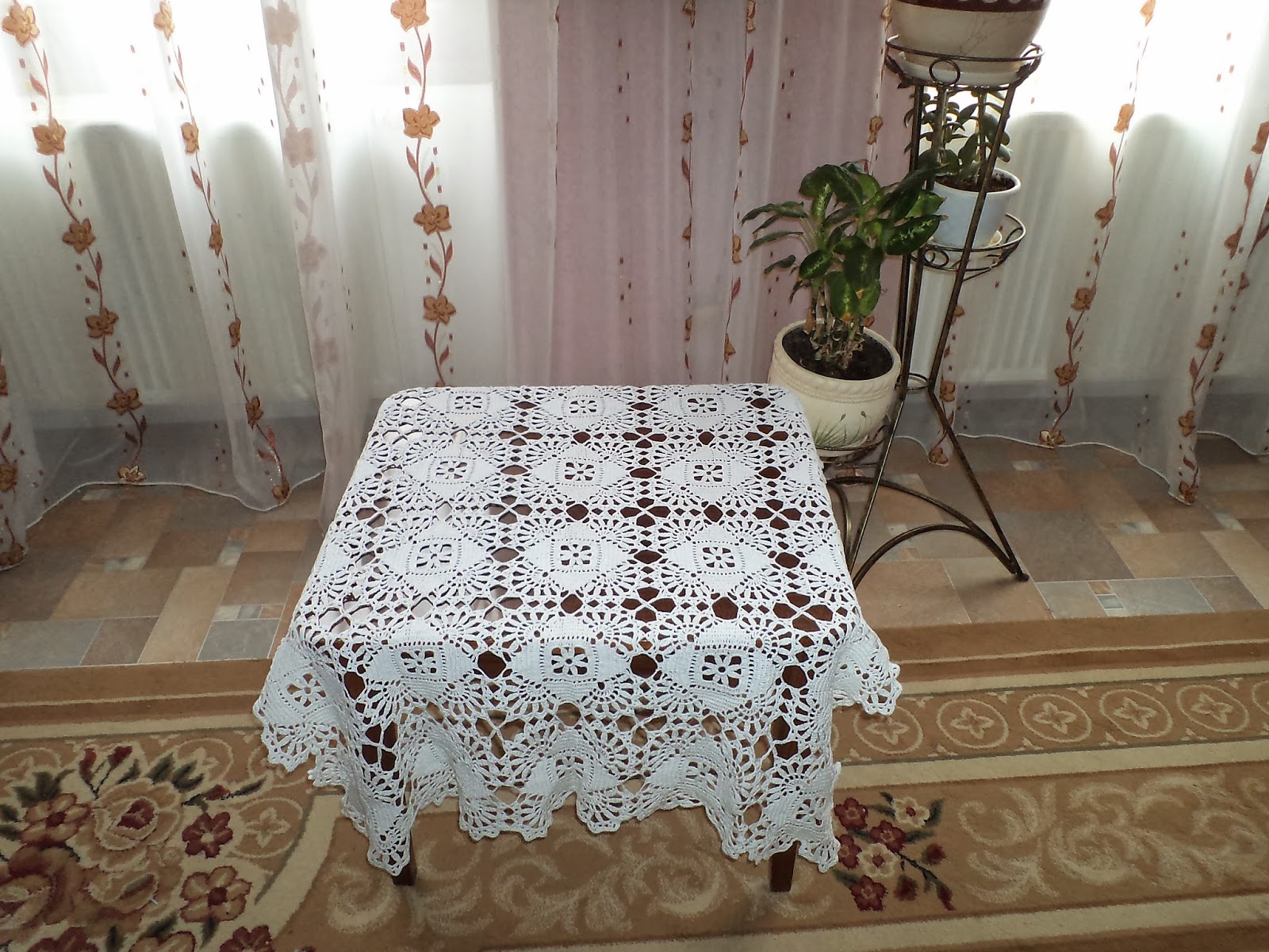 вязание крючком скатерти на прямоугольный стол