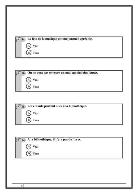 امتحان لغة فرنسية تدريبي مهم للصف الثالث الثانوي 2019 5