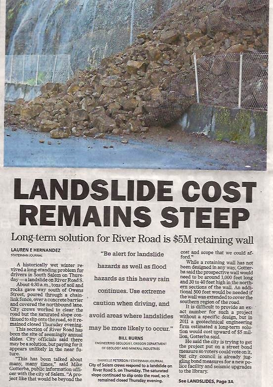 Salem Breakfast on Bikes Stabilizing South River Road Bluff a