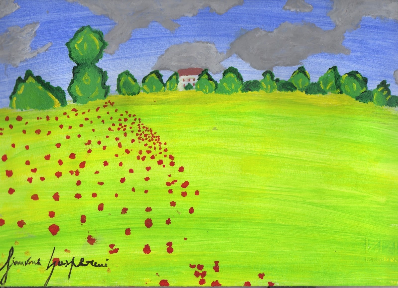 Acquisiamo un immagine dal web "Poppy field" Claude Monet 1873 proviamo a ridisegnare e colorare