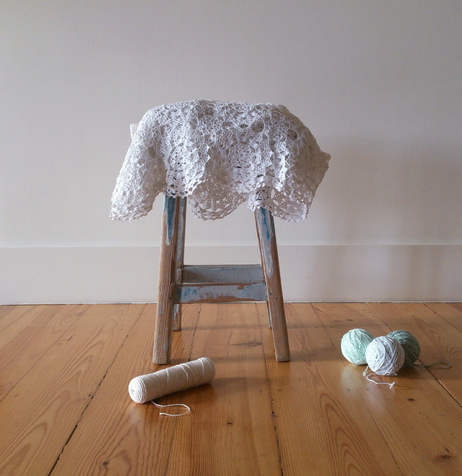 ByHaafner, crochet, vintage blanket, white, lace