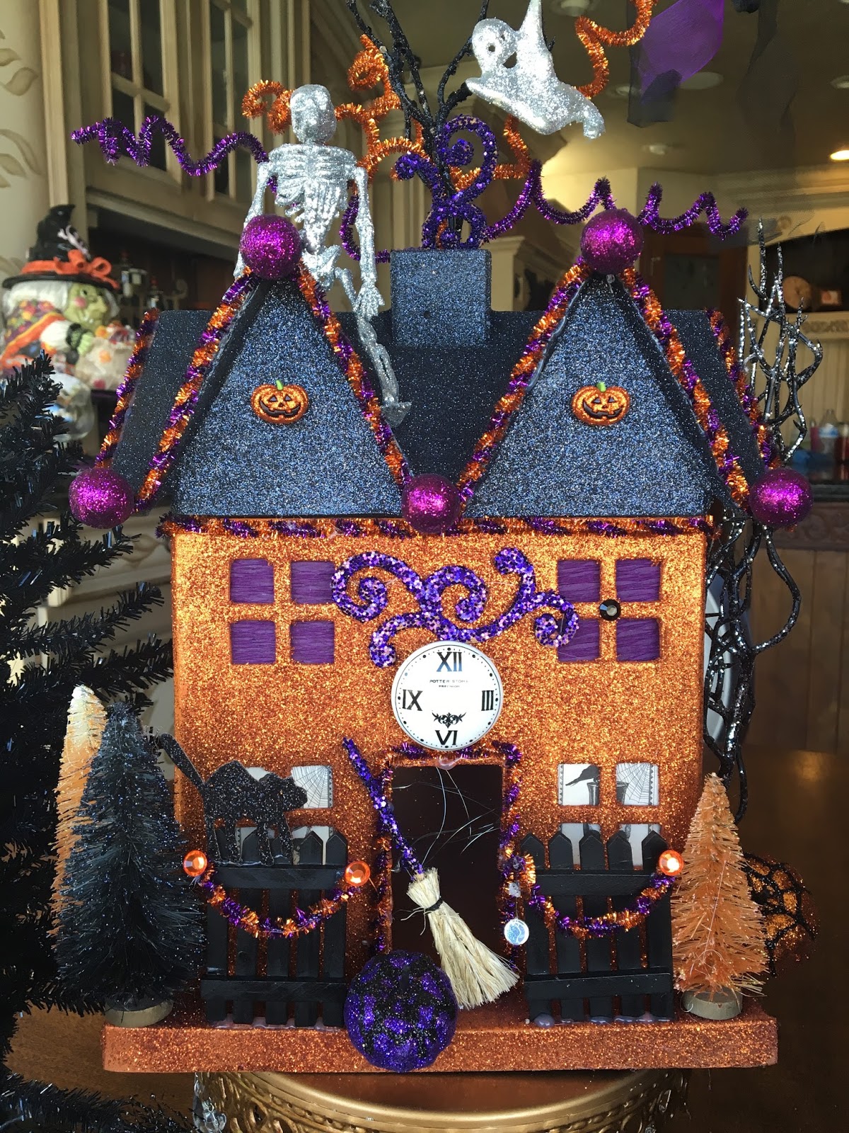 Halloween Paper Mache Houses Purple Chocolat Home