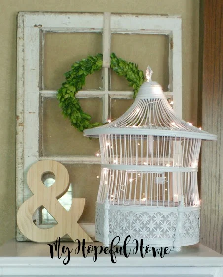 vintage white painted bird cage upcycle lights