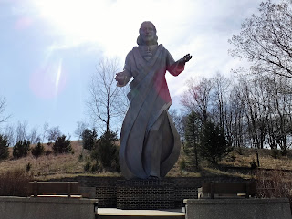 33 foot tall Sacred Heart of Jesus Sculpture by Dale Lamphere at Trinity Heights in Sioux City, Iowa