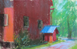plein air painting indiana workshop barn pastel 5x7 shadows