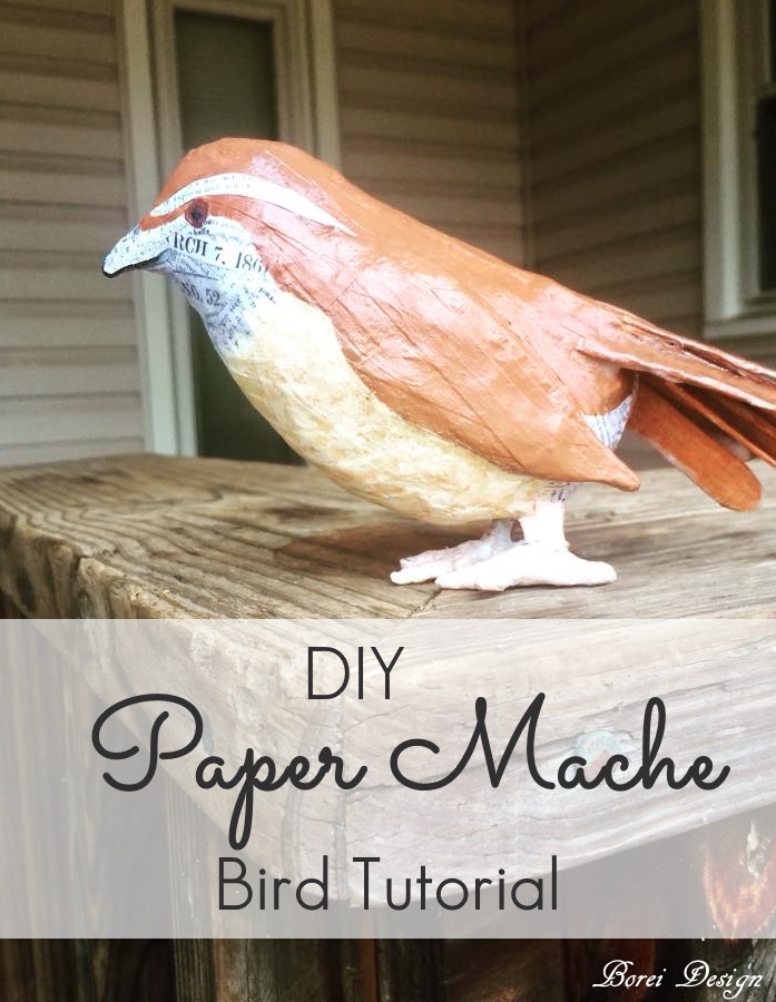 DIY Decoupaged Paper Mache Bird Tutorial With Free Pattern