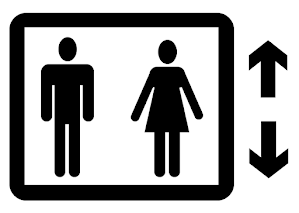 Man and woman in elevator icon