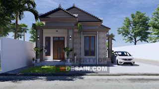Desain Rumah 10x20 1Lantai 3 Kamar Dengan Teras Samping Dan Mushola