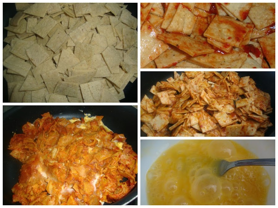 migas con salsa roja procedimiento