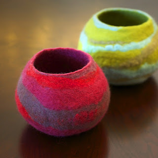 Felted vessels using resists by Kim Buchheit
