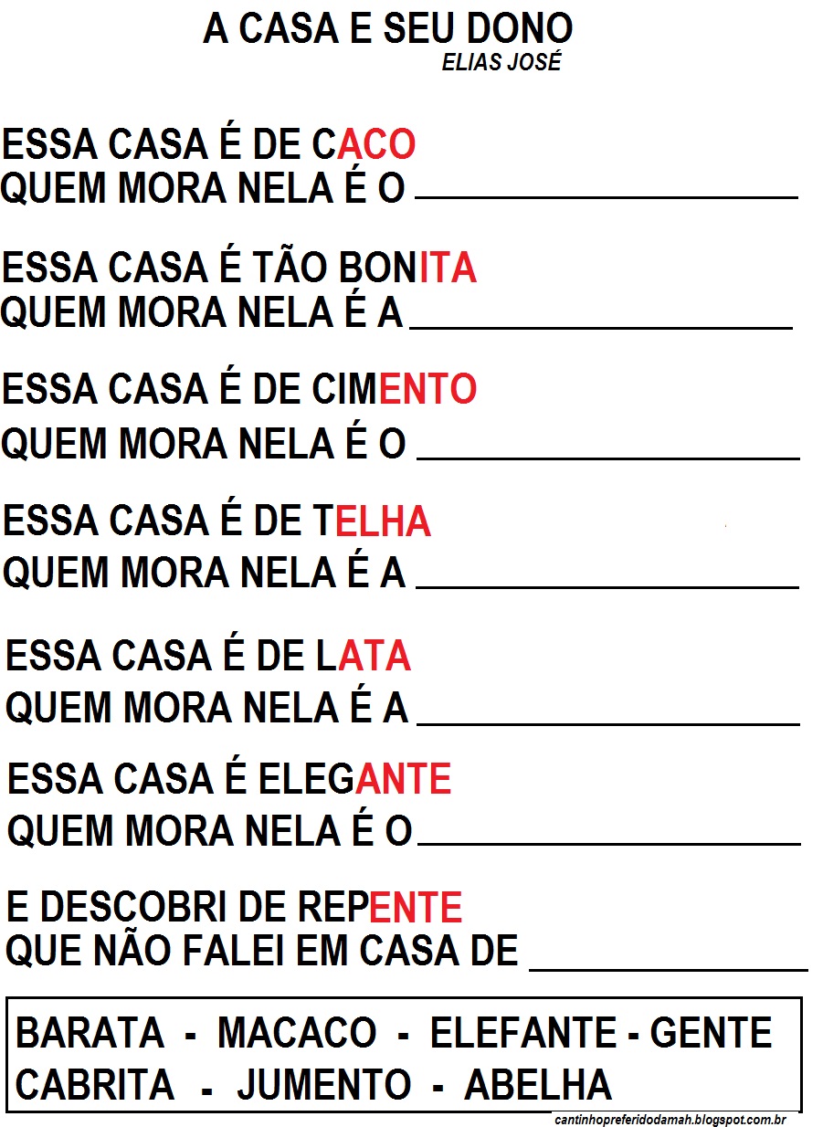 Meu Cantinho Preferido: Plano de aula - 2ª semana Março