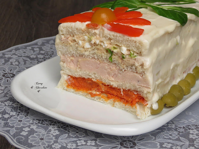 Tarta de pan de molde, smorgastarta o sandwichón – Sandwich layer cake