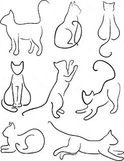 Cara Mudah Menggambar Variasi Gerakan Kucing