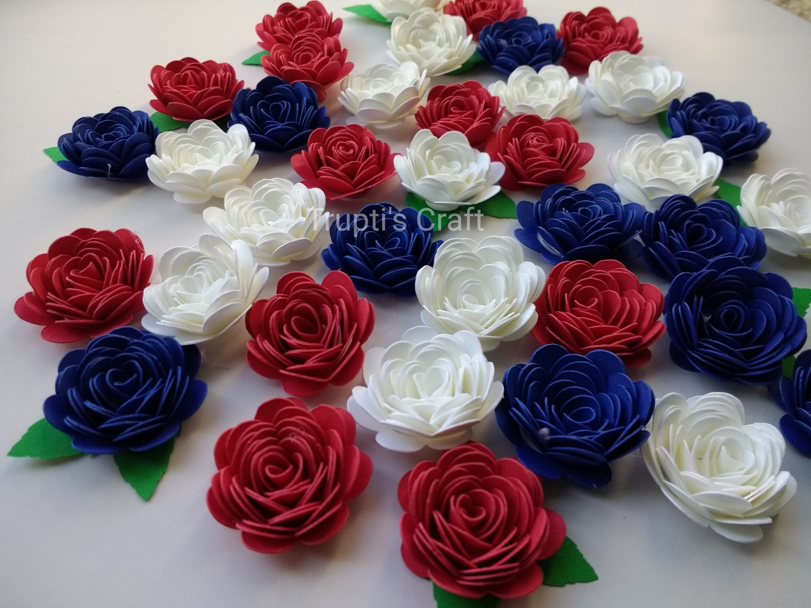 Trupti S Craft Red White And Blue Paper Flowers Wall Decor Party