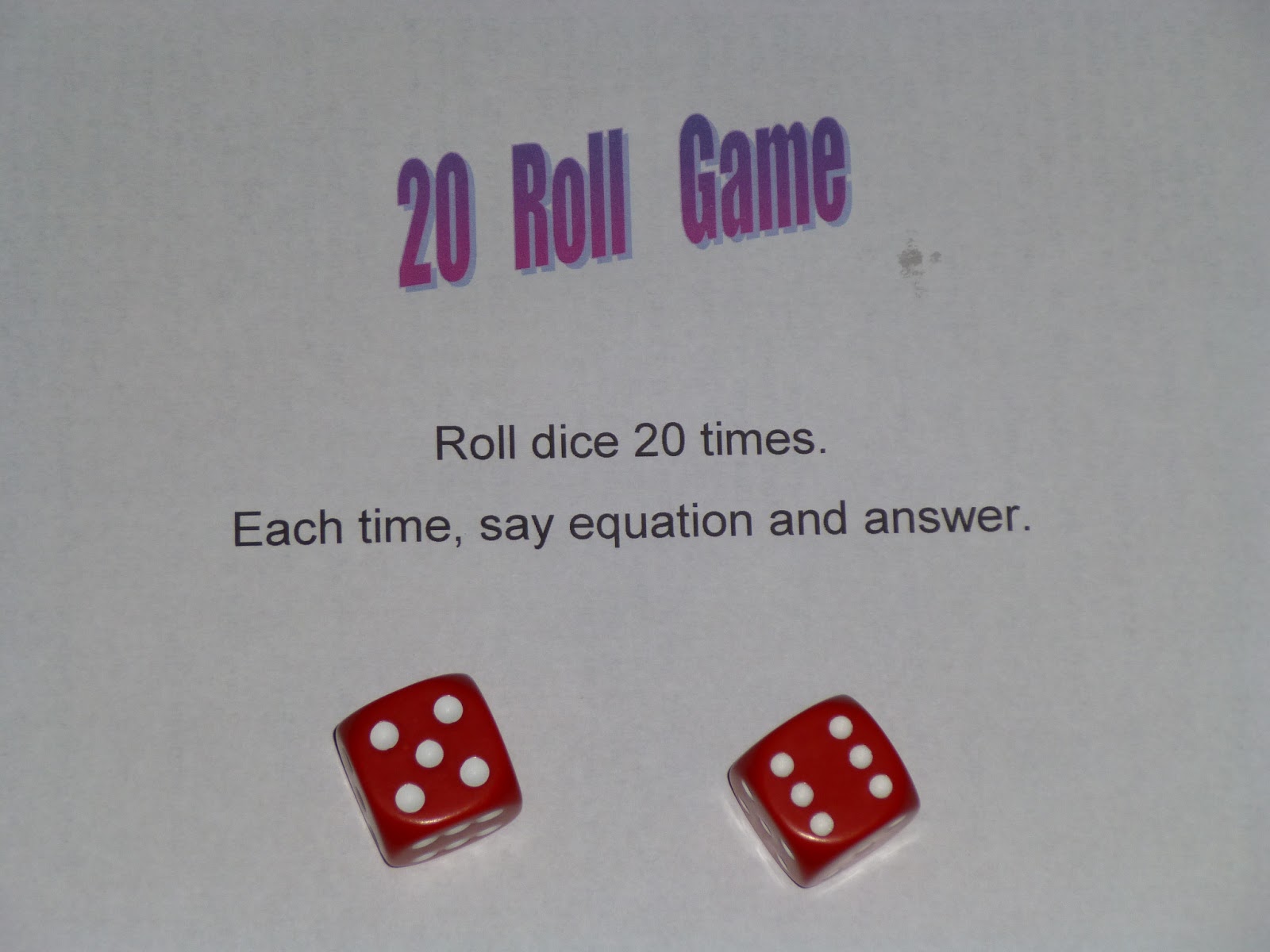 Homeschool Ideas Unlimited 20Roll Game (Addition/Subtraction)