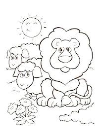 ovejas y león para colorear