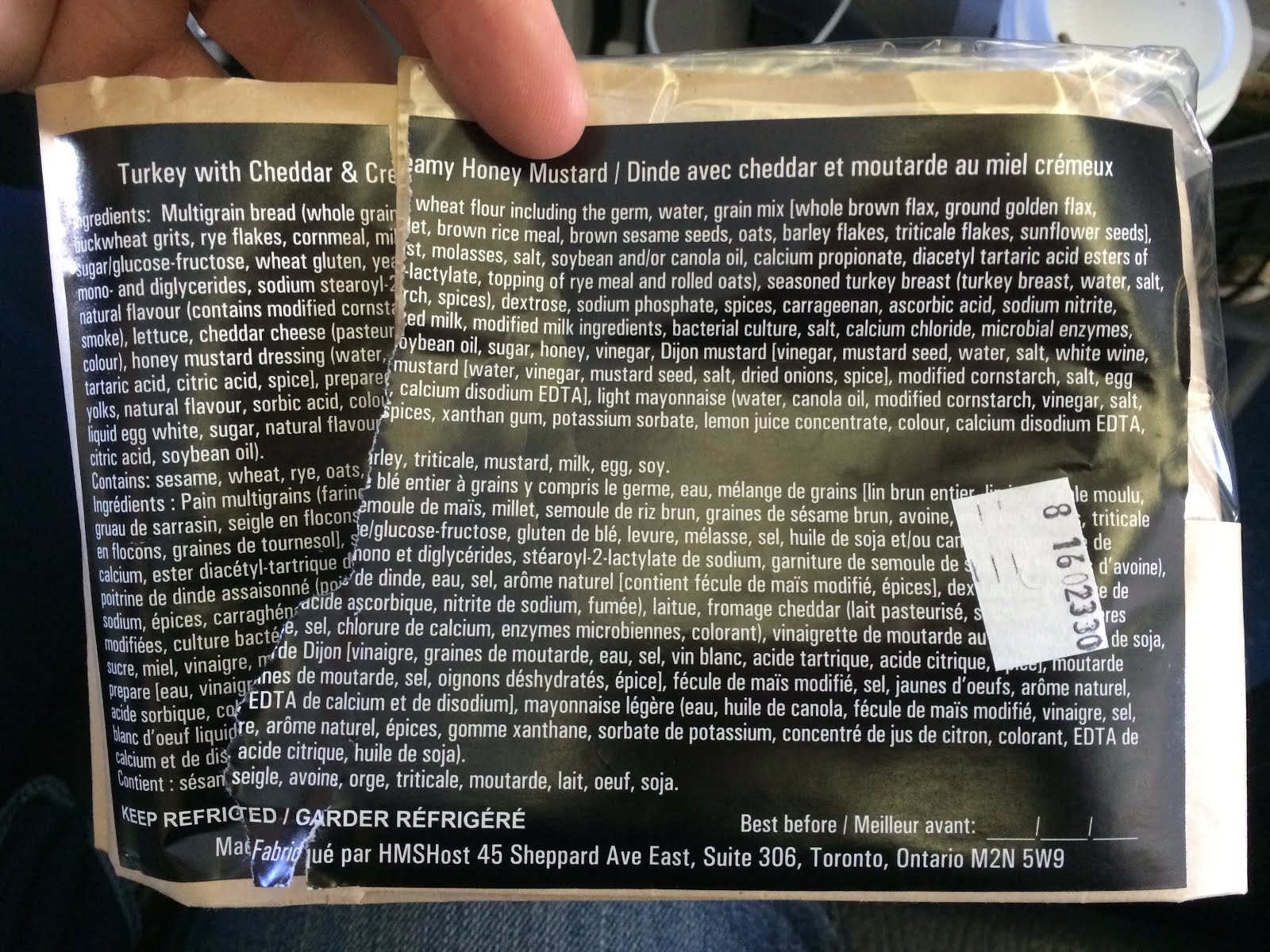 Discovery Sandwich International Sandwiches on a plane