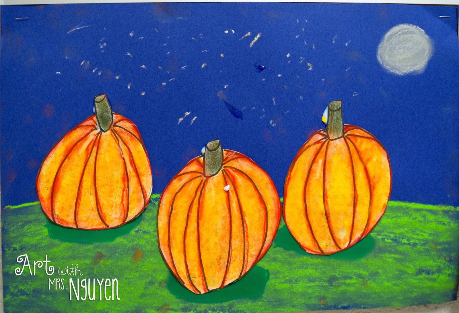 Chalk Pastel Pumpkins (2nd) Art with Mrs. Nguyen
