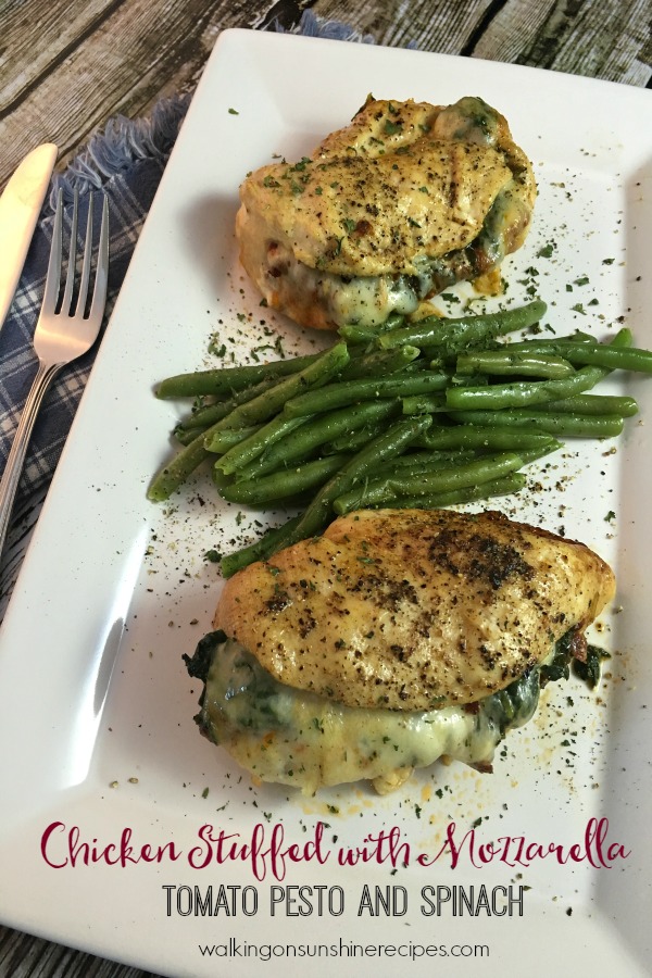 Chicken Stuffed with Mozzarella Cheese,Tomato Pesto and Spinach Recipe