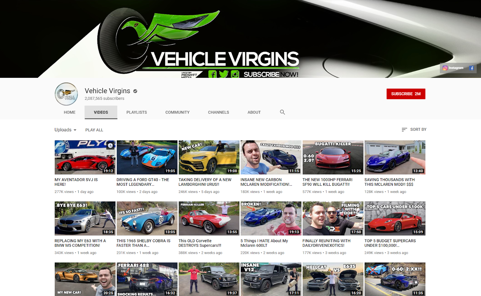 Vehicle Virgins YouTube 