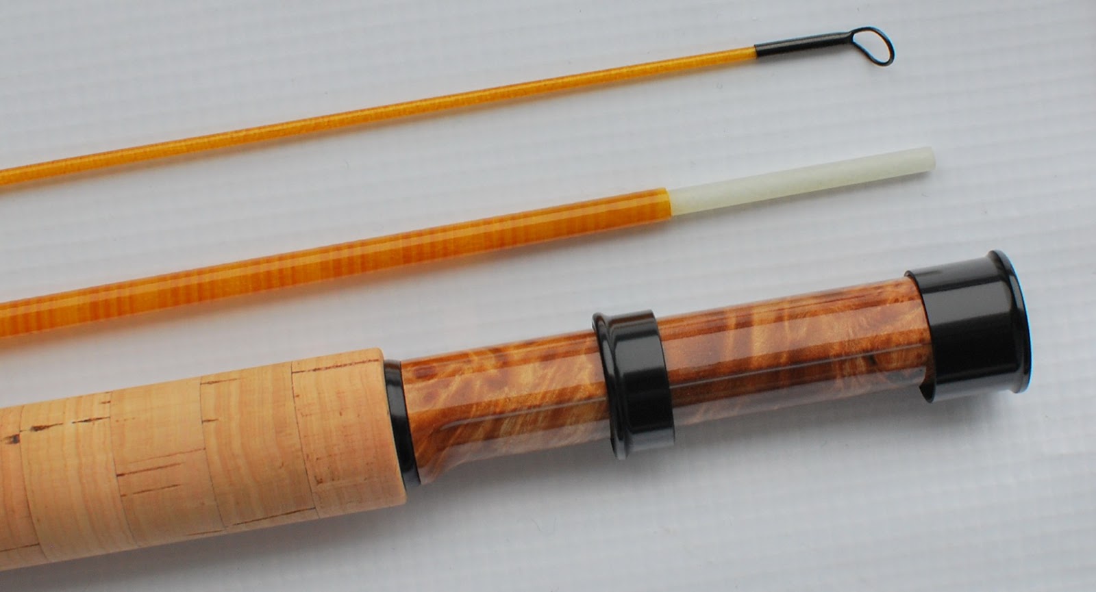 Handcrafted graphite and fiberglass fly rods Kabuto brown