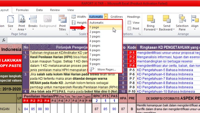 Cara membuat halaman pada excel