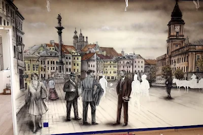 Malowanie obrazów, mural ścienny przedstawia Plac Zygmunta archiwalne zdjęcie. Malowanie obrazów na ścianie, artystyczne graffiti