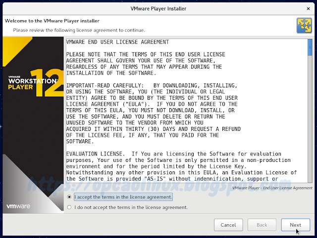 Termos de licença do VMware Workstation Player