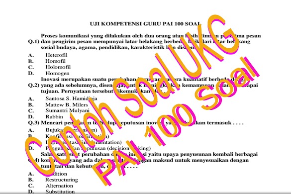 Download Pola Soal Dan Latihan Uka/Ukg 2015 Guru Pai Dan Pjok