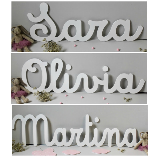 letras y nombres en caligrafía para decoración infantil personalizada