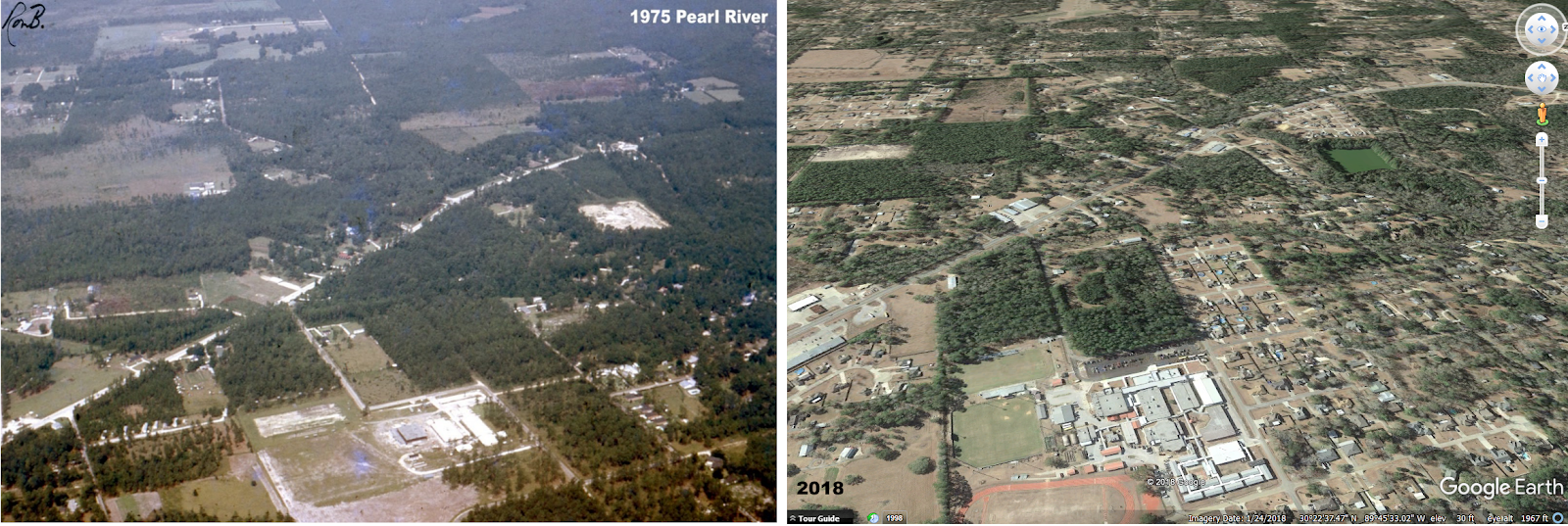 Tammany Family Pearl River High 1975 Aerial