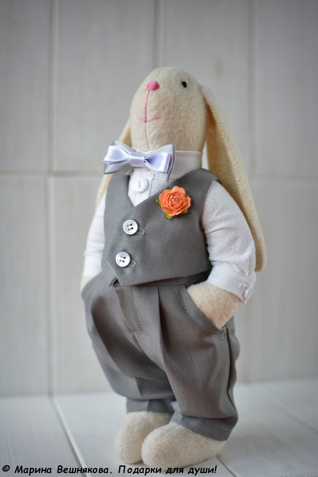 Veshenka_toys: Зайцы - молодожены.