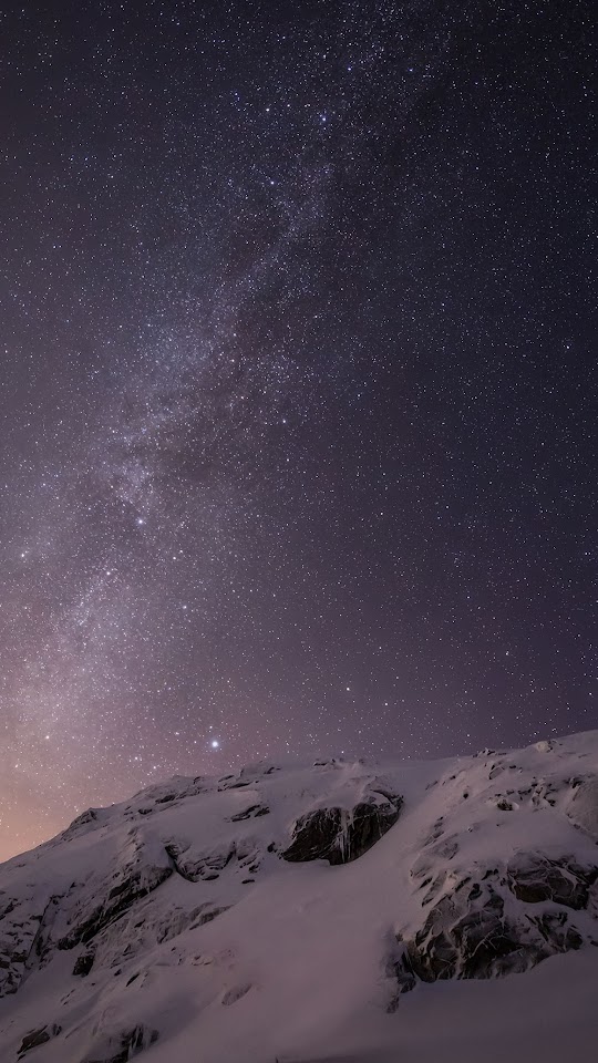 Starry Night Snow Mountain Stars Sky  Galaxy Note HD Wallpaper