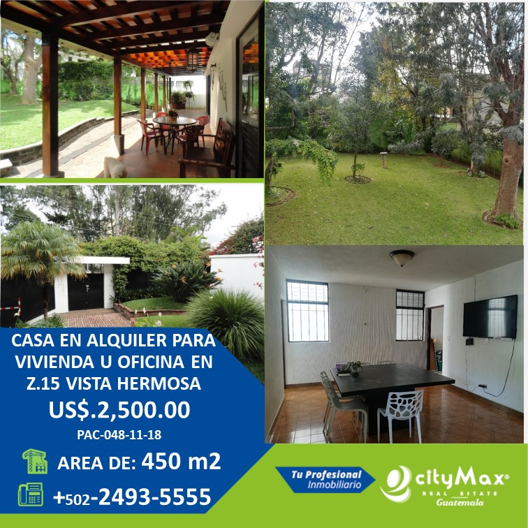 CITYMAX REAL ESTATE GUATEMALA Casa en Renta para Oficinas o Vivienda