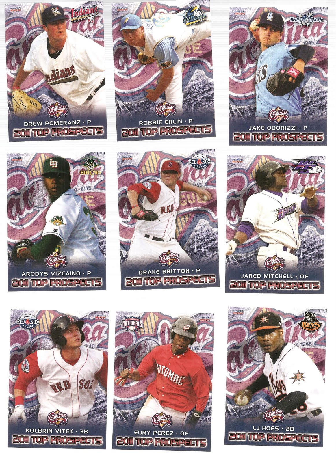JS Sports Cards 2011 Carolina League Top Prospects Set