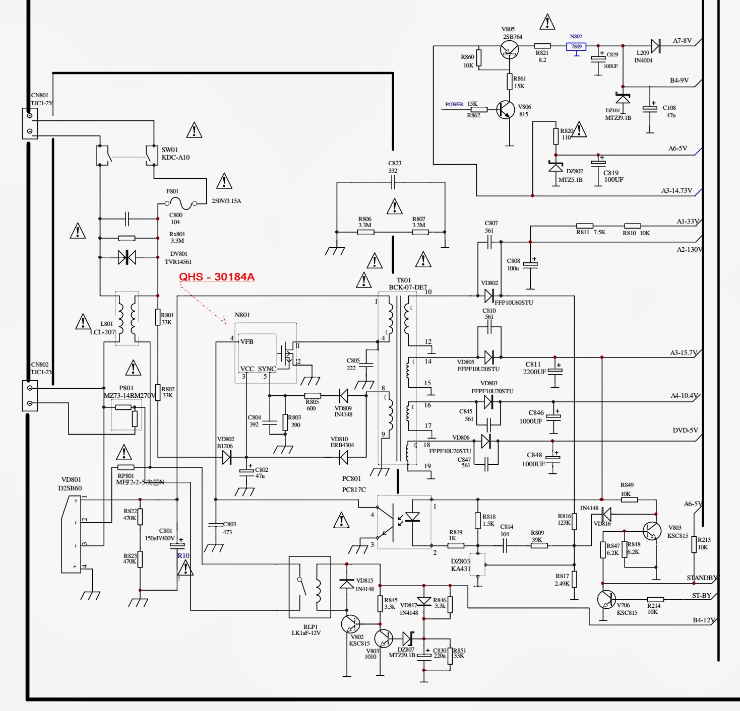 Electro help: TV POWER SUPPLY SCHEMATIC (Circuit Diagram) _ MEMOREX